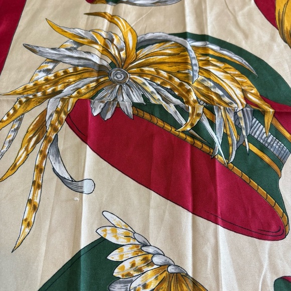 Vintage Hat Printed Scarf Italy Silk Betmar Classy Feathers Retro Gatsby - Picture 8 of 14